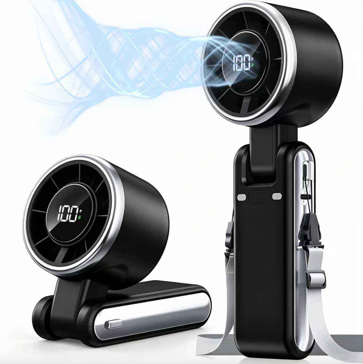 High-Speed Wearable Neck Fan – Portable Turbo Fan with Digital Display