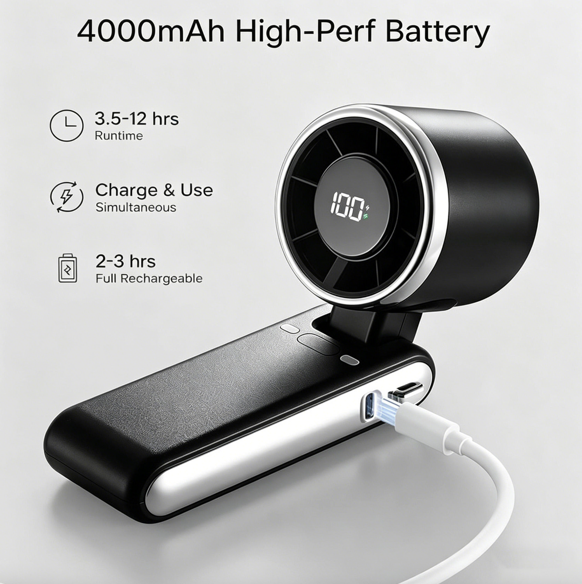 High-Speed Wearable Neck Fan – Portable Turbo Fan with Digital Display