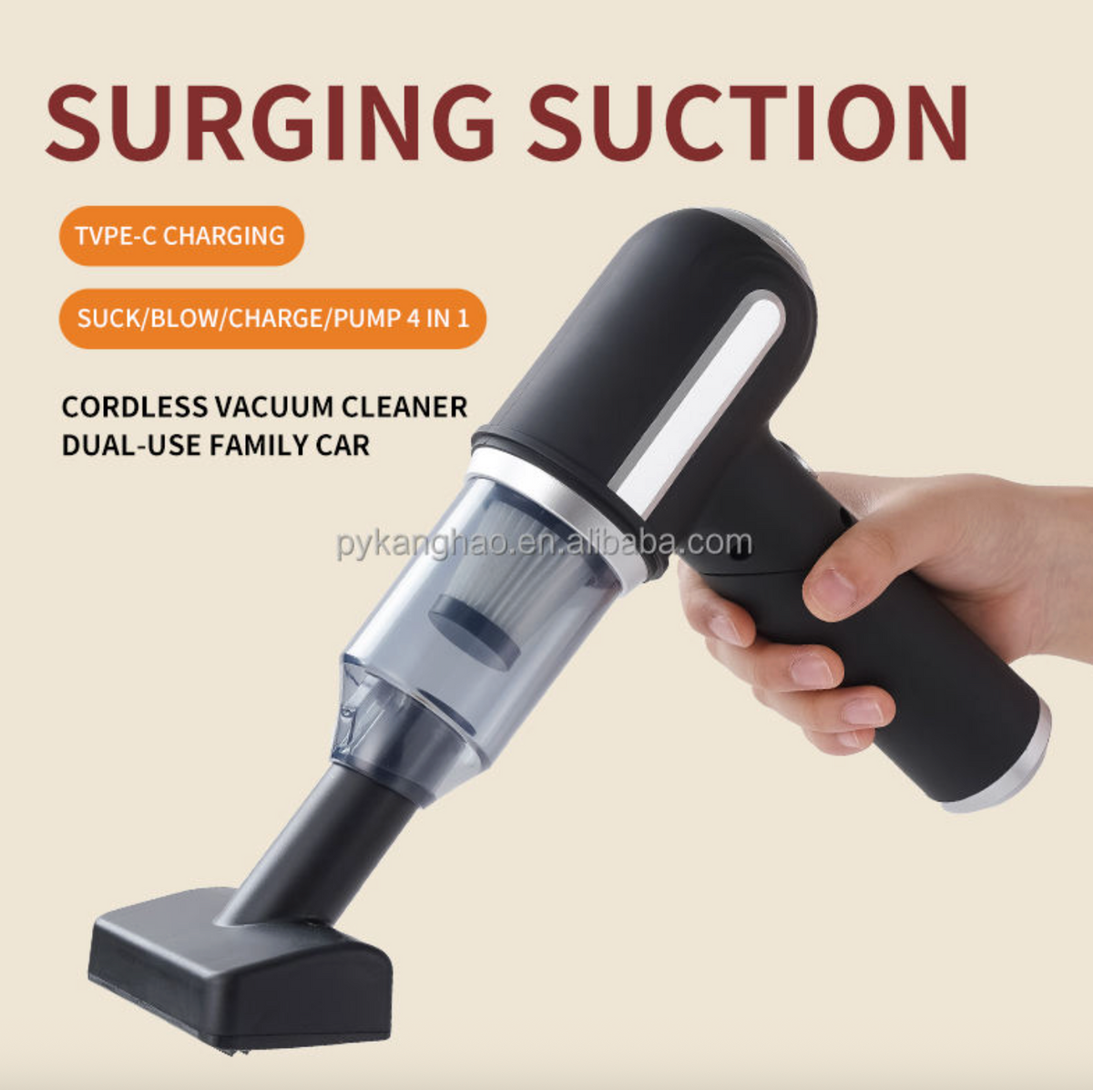 4-in-1 Cordless Mini Car Vacuum Cleaner – Portable Handheld Cleaning Device