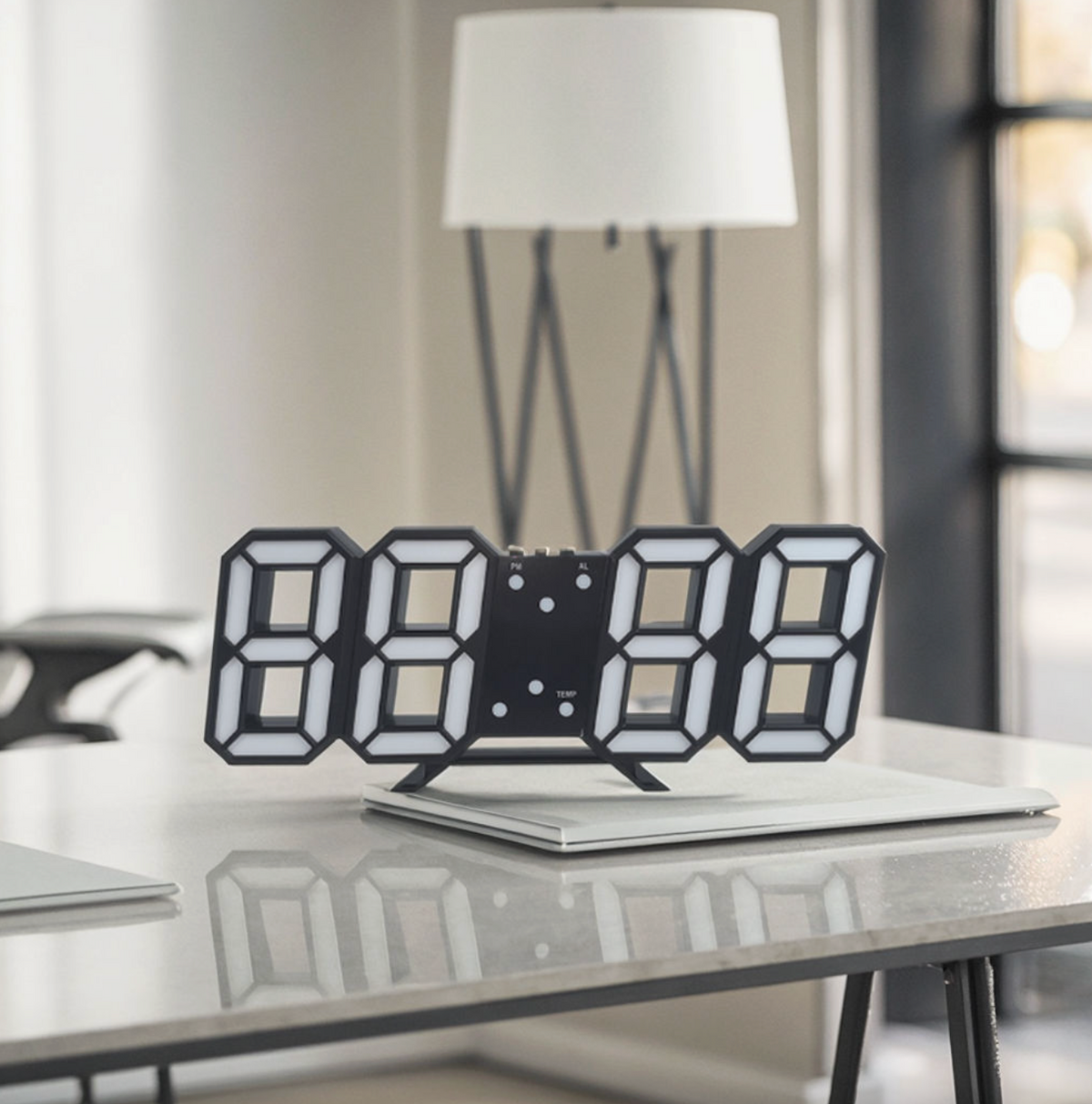 Modern 3D LED Alarm Clock – Digital Desk & Wall Night Light with Remote Control