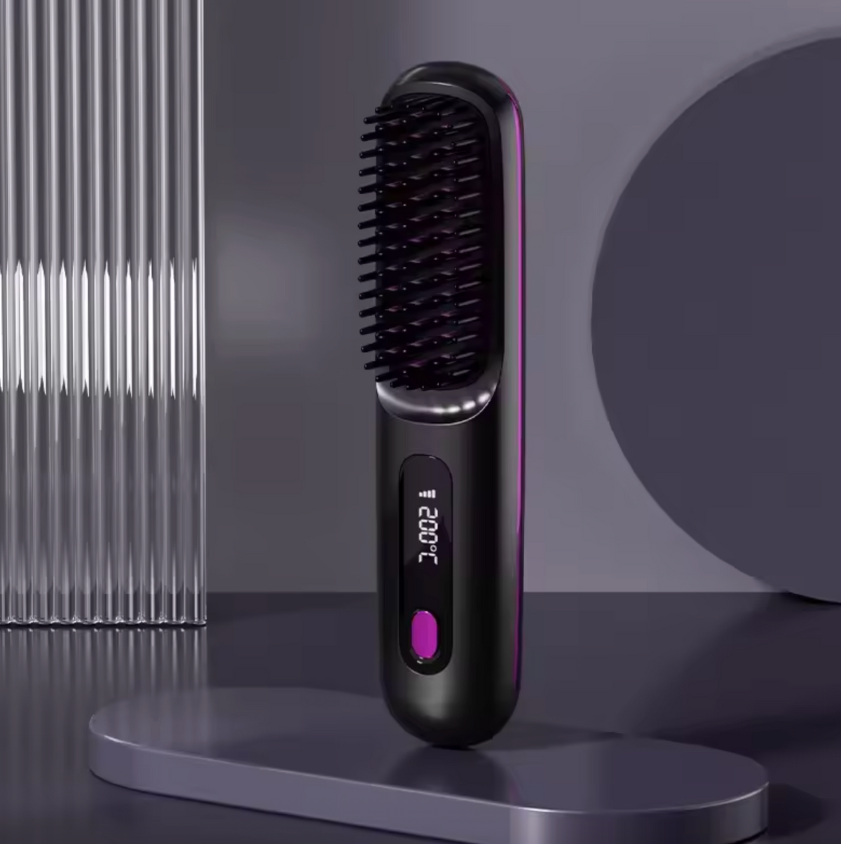 Wireless Cordless Hair Straightener Brush – Portable Ceramic Heating Comb with Negative Ion Technology