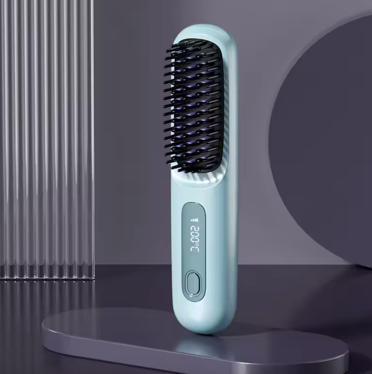 Wireless Cordless Hair Straightener Brush – Portable Ceramic Heating Comb with Negative Ion Technology