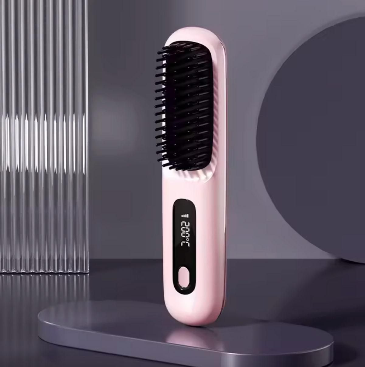 Wireless Cordless Hair Straightener Brush – Portable Ceramic Heating Comb with Negative Ion Technology